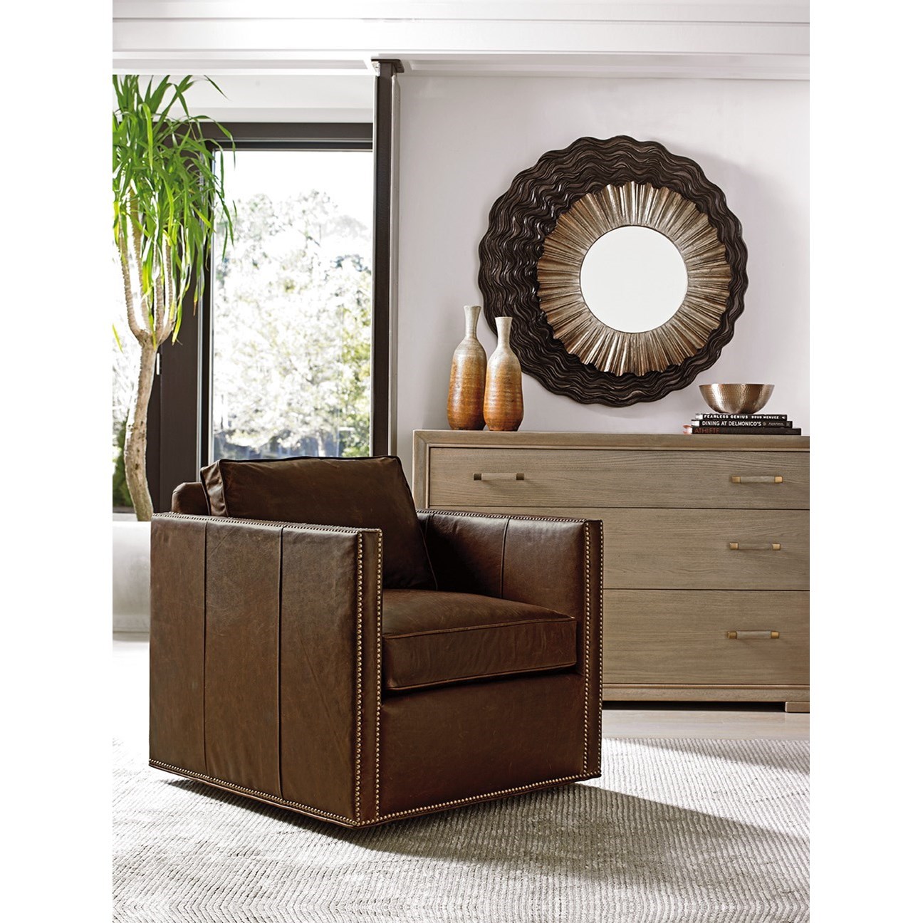 Lexington Shadow Play LL760711SW Hinsdale Swivel Chair with Nailhead